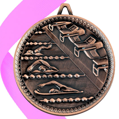Swimming Antique 60mm Medal