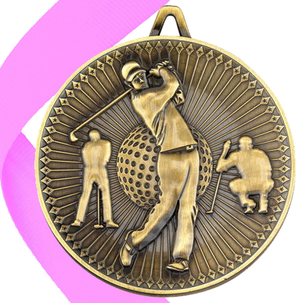Golf Antique Style 60mm Medal