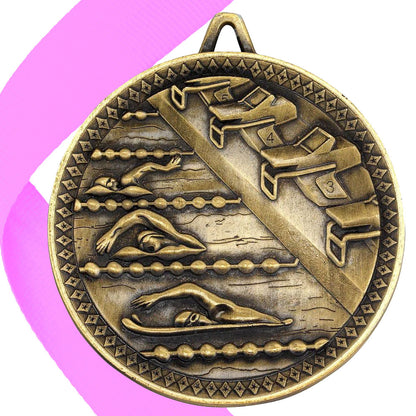 Swimming Antique 60mm Medal