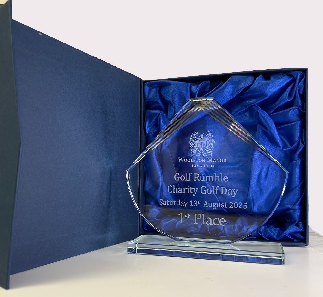 Lasered Glass Trophy with Mirror Line Design Elements (GT720)