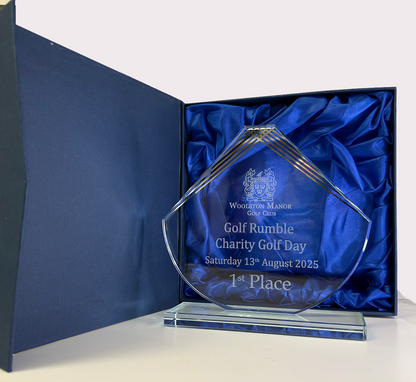 Lasered Glass Trophy with Mirror Line Design Elements (GT720)