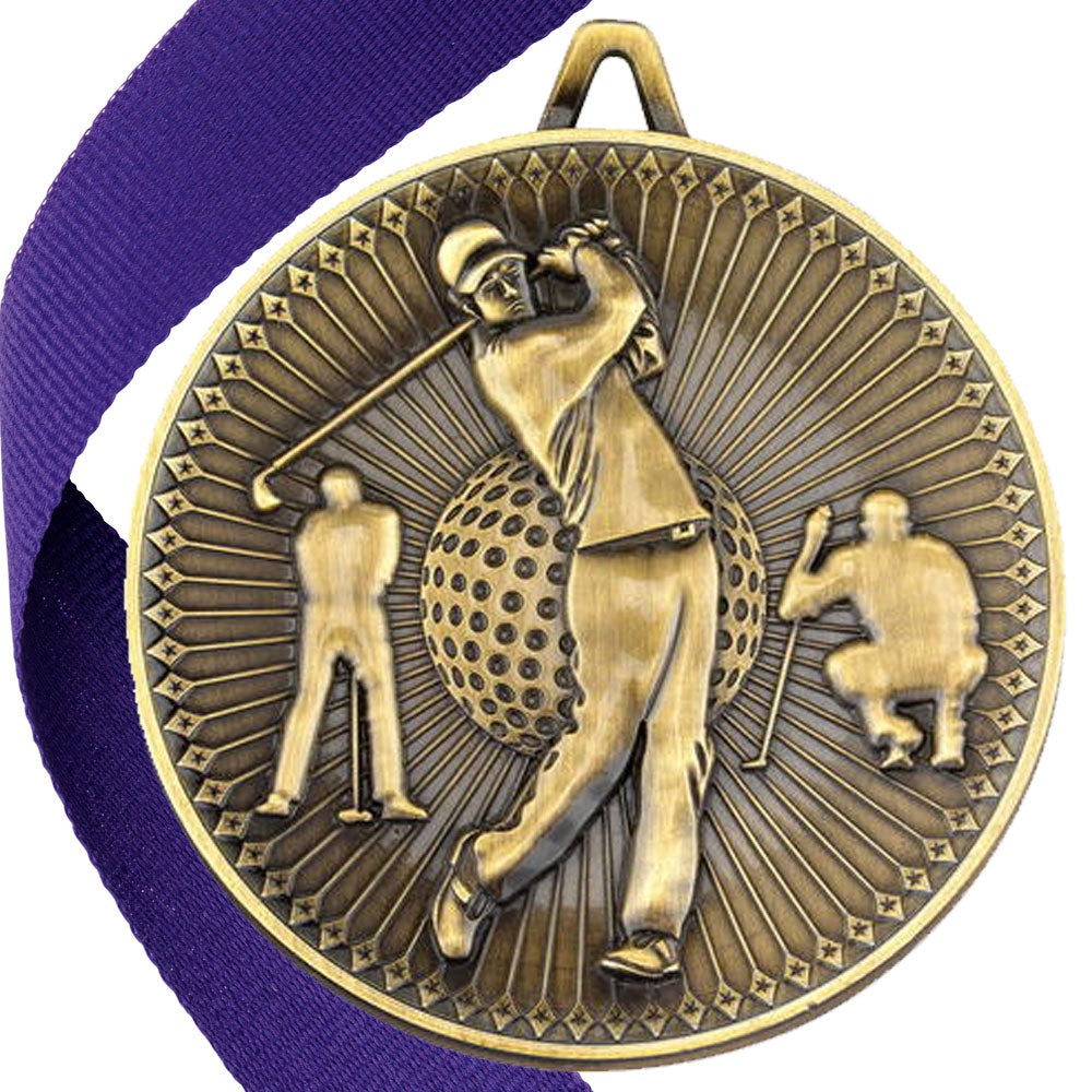 Golf Antique Style 60mm Medal