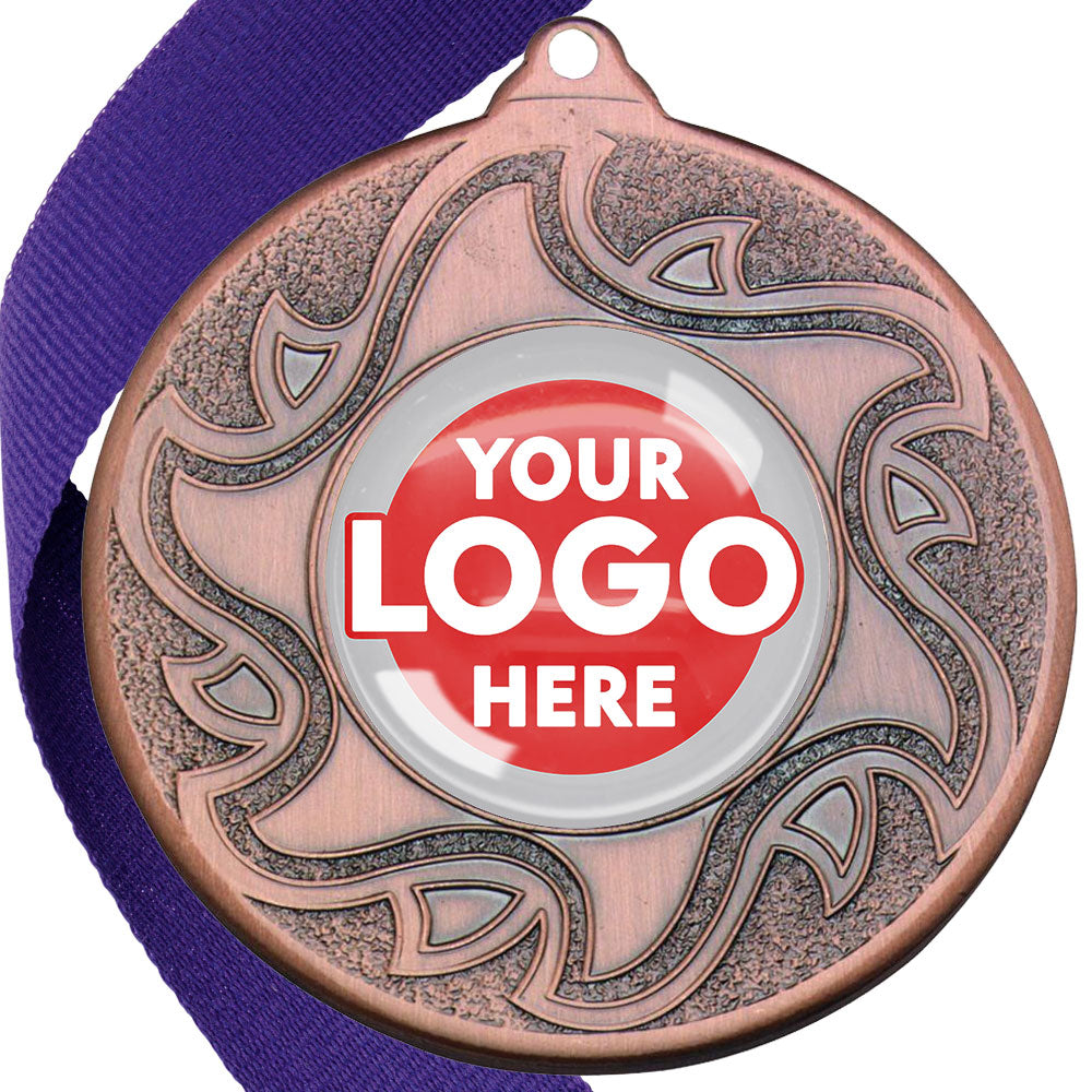 The Glossy Domed 50mm Sunshine Design Medals on Ribbons MINIMUM ORDER 100