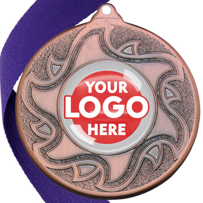 The Glossy Domed 50mm Sunshine Design Medals on Ribbons MINIMUM ORDER 100