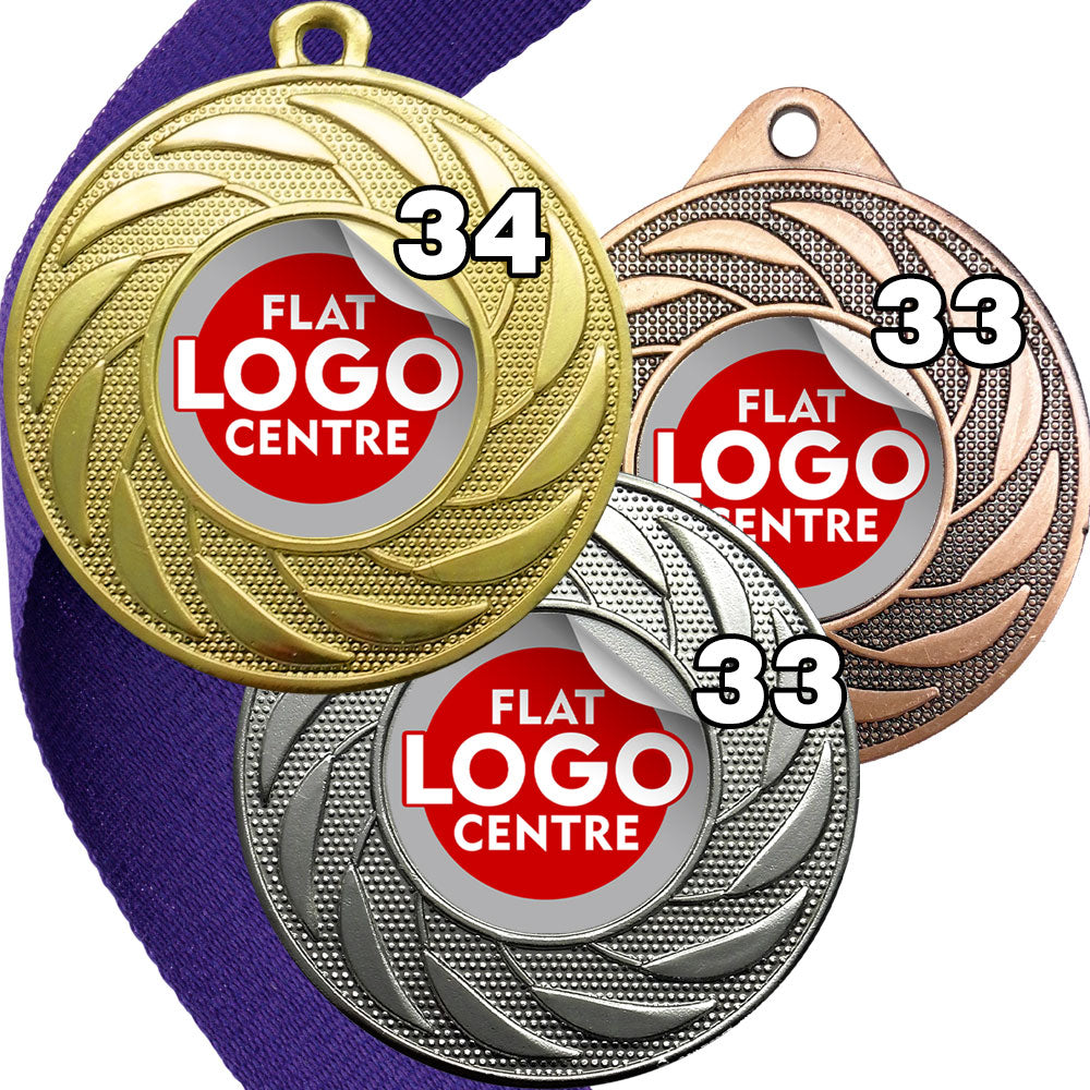 Spinner Design Medal flat centre - MINIMUM ORDER 100