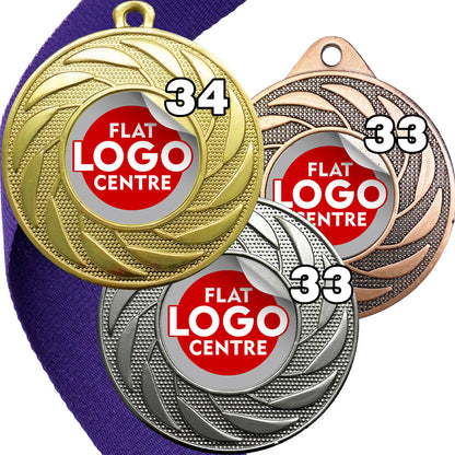 Spinner Design Medal flat centre - MINIMUM ORDER 100