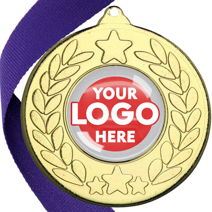 The Glossy 50mm Classic Star Medal on a Ribbon MINIMUM ORDER 100