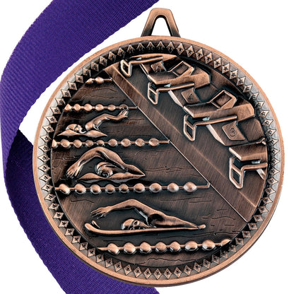 Swimming Antique 60mm Medal