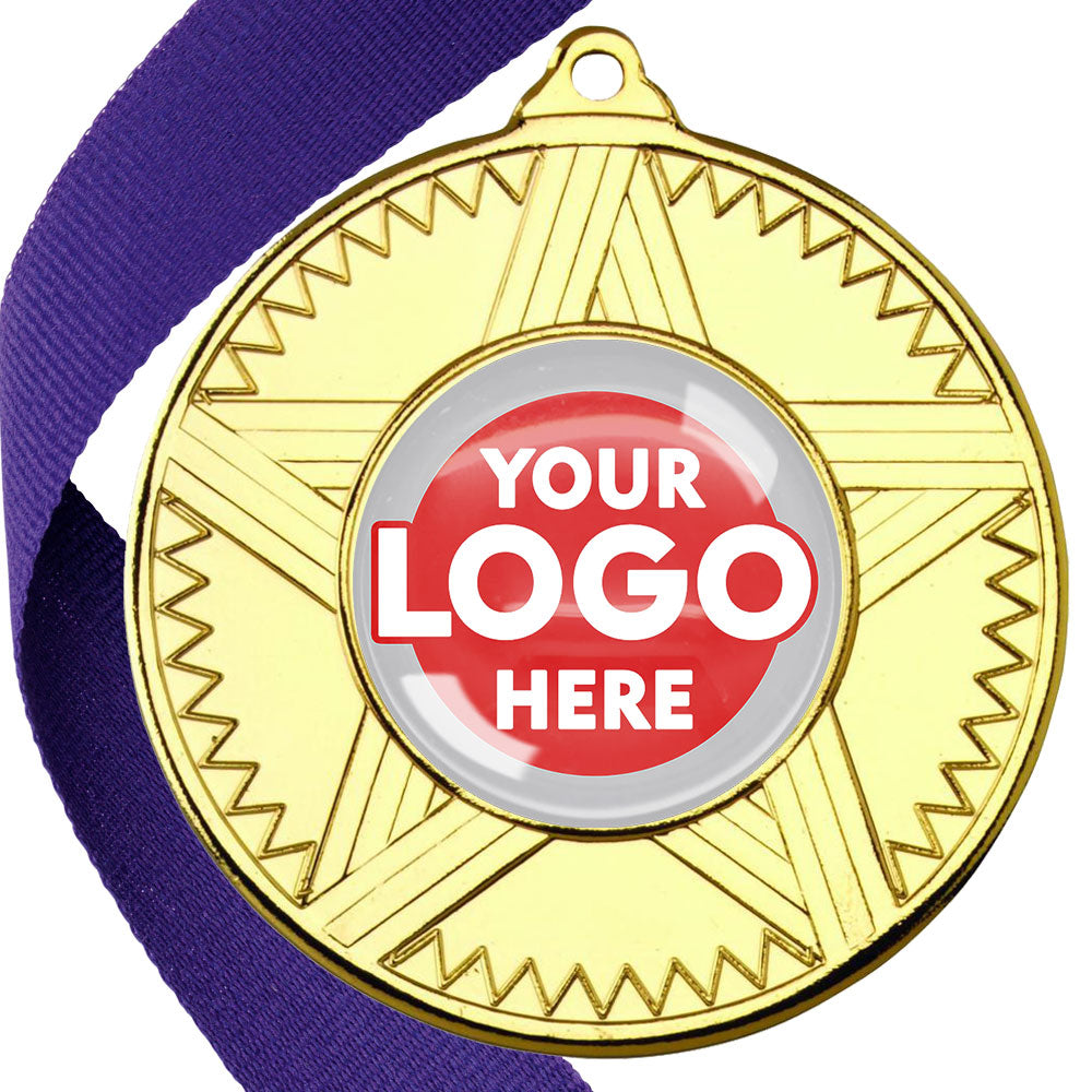 50mm Striped Star Design Medals on Ribbons