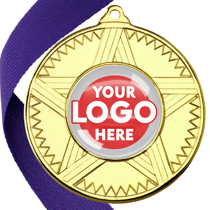 50mm Striped Star Design Medals on Ribbons