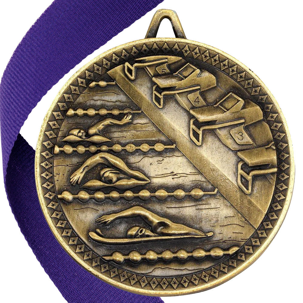 Swimming Antique 60mm Medal