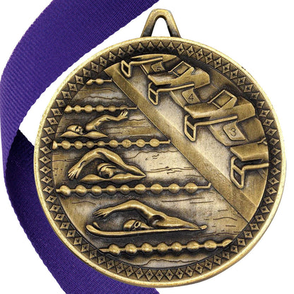 Swimming Antique 60mm Medal