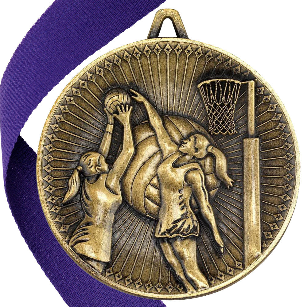 Netball Antique 60mm Medal