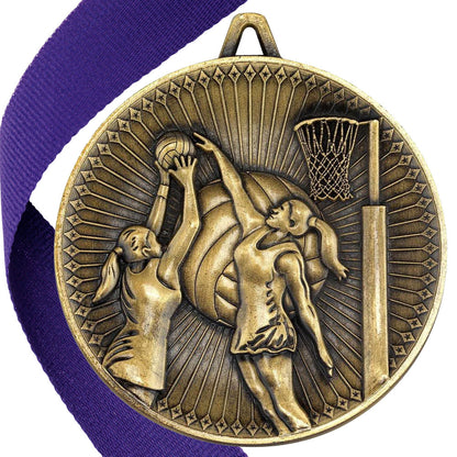 Netball Antique 60mm Medal