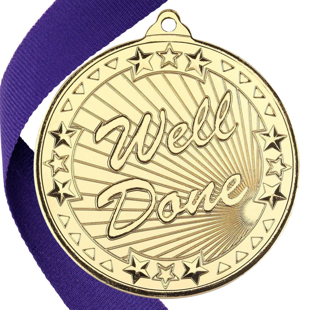 50mm Well Done Embossed Medal on a Ribbon