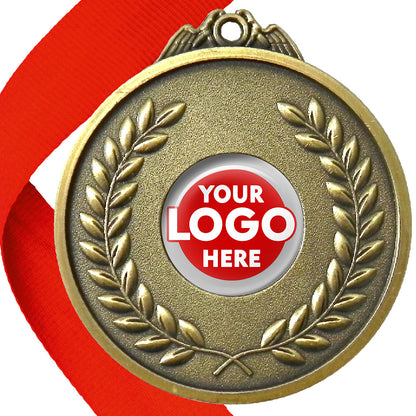 65mm Antique Laurel Wreath Medal On A Ribbon (MJ1065)