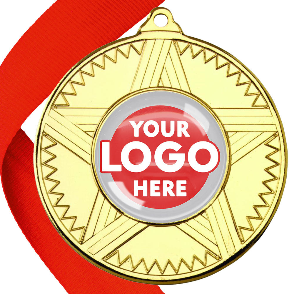 50mm Striped Star Design Medals on Ribbons