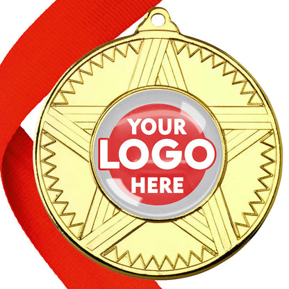 50mm Striped Star Design Medals on Ribbons