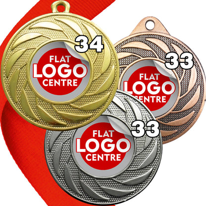 Spinner Design Medal flat centre - MINIMUM ORDER 100