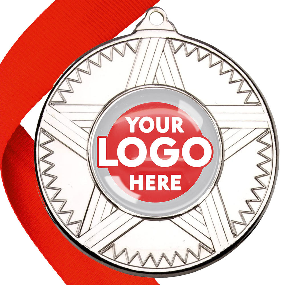 50mm Striped Star Design Medals on Ribbons