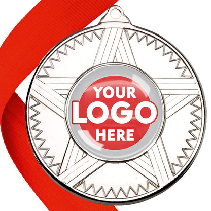 50mm Striped Star Design Medals on Ribbons