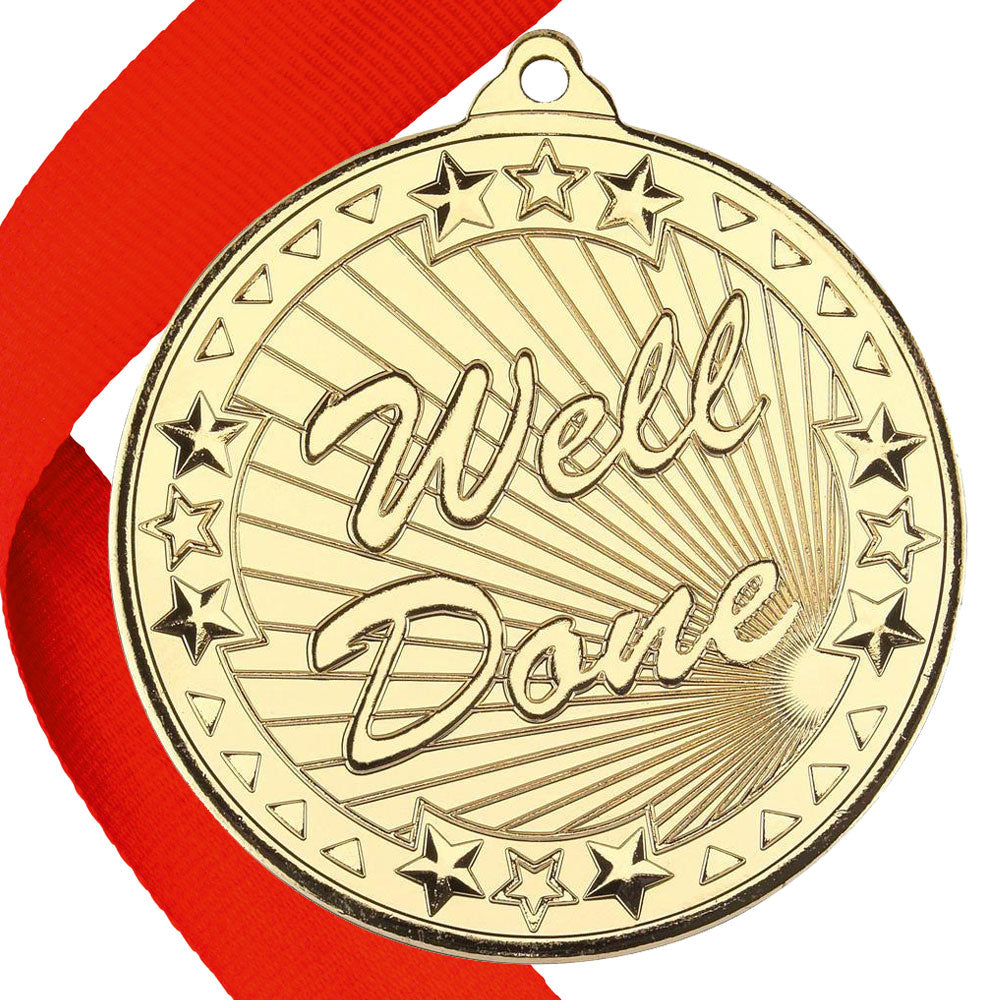 50mm Well Done Embossed Medal on a Ribbon