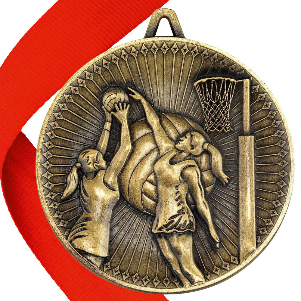 Netball Antique 60mm Medal