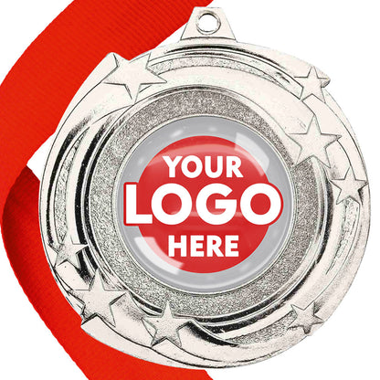 The Glossy Gel 50mm Orbital Medal on a Ribbon