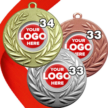 Classic Wreath Medals Domed - MINIMUM ORDER 100