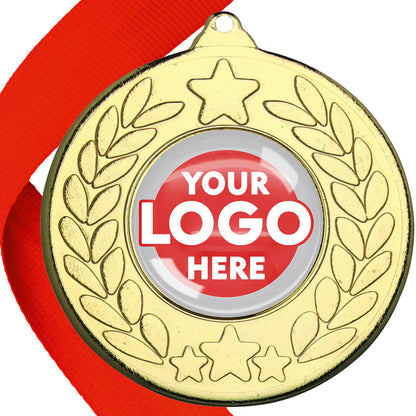 The Glossy 50mm Classic Star Medal on a Ribbon MINIMUM ORDER 100