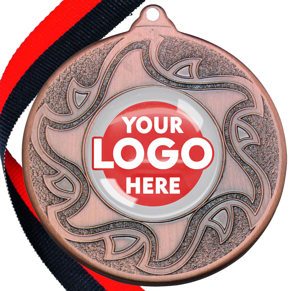 The Glossy Domed 50mm Sunshine Design Medals on Ribbons MINIMUM ORDER 100
