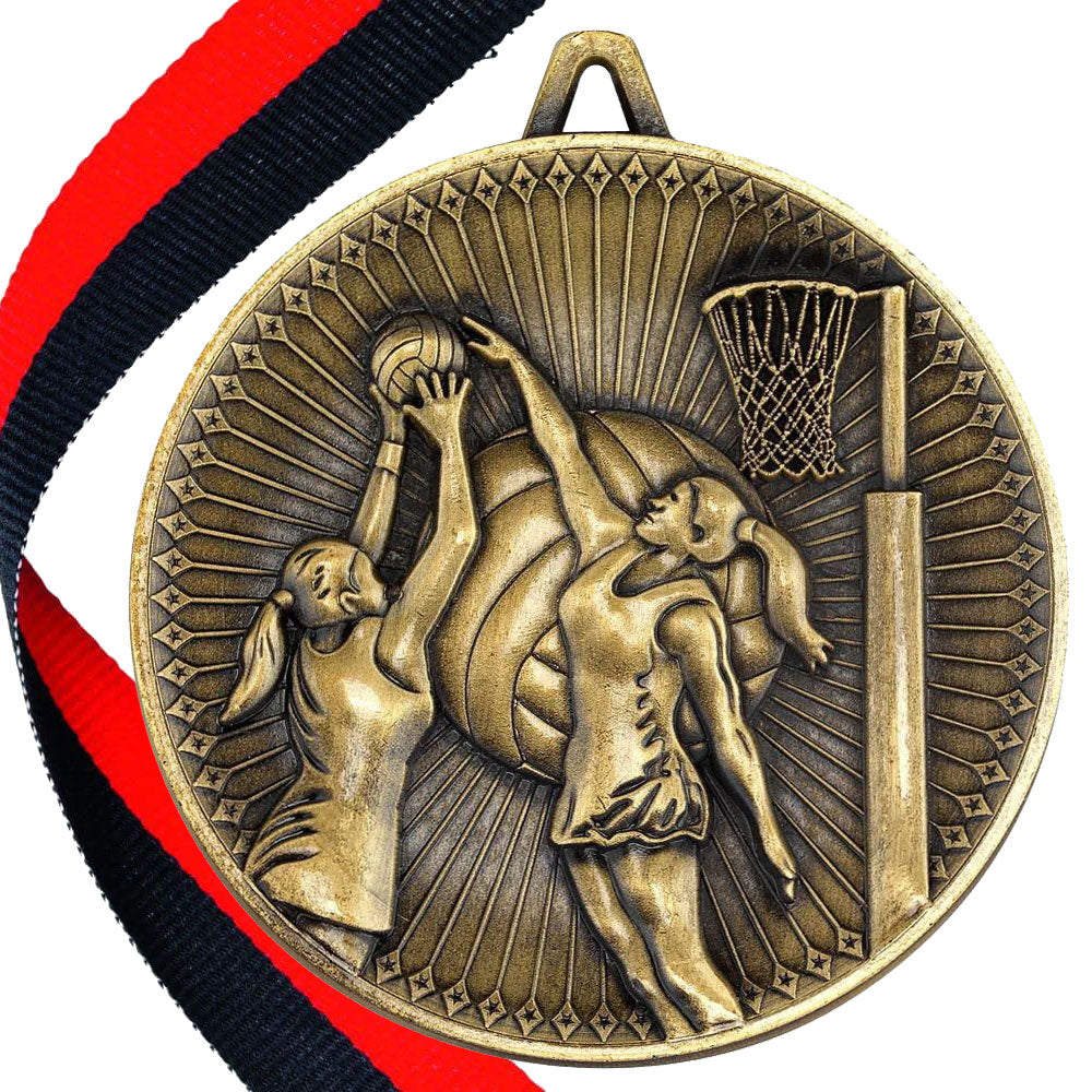 Netball Antique 60mm Medal