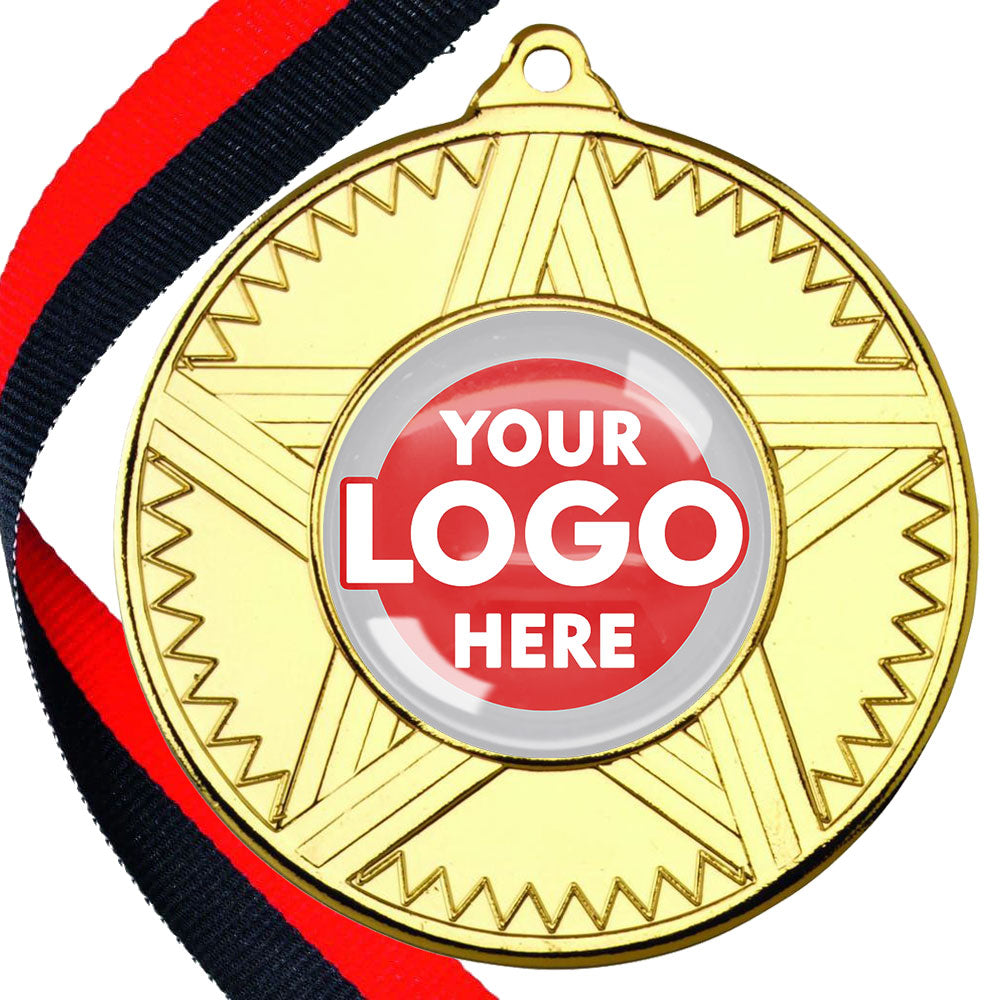 50mm Striped Star Design Medals on Ribbons