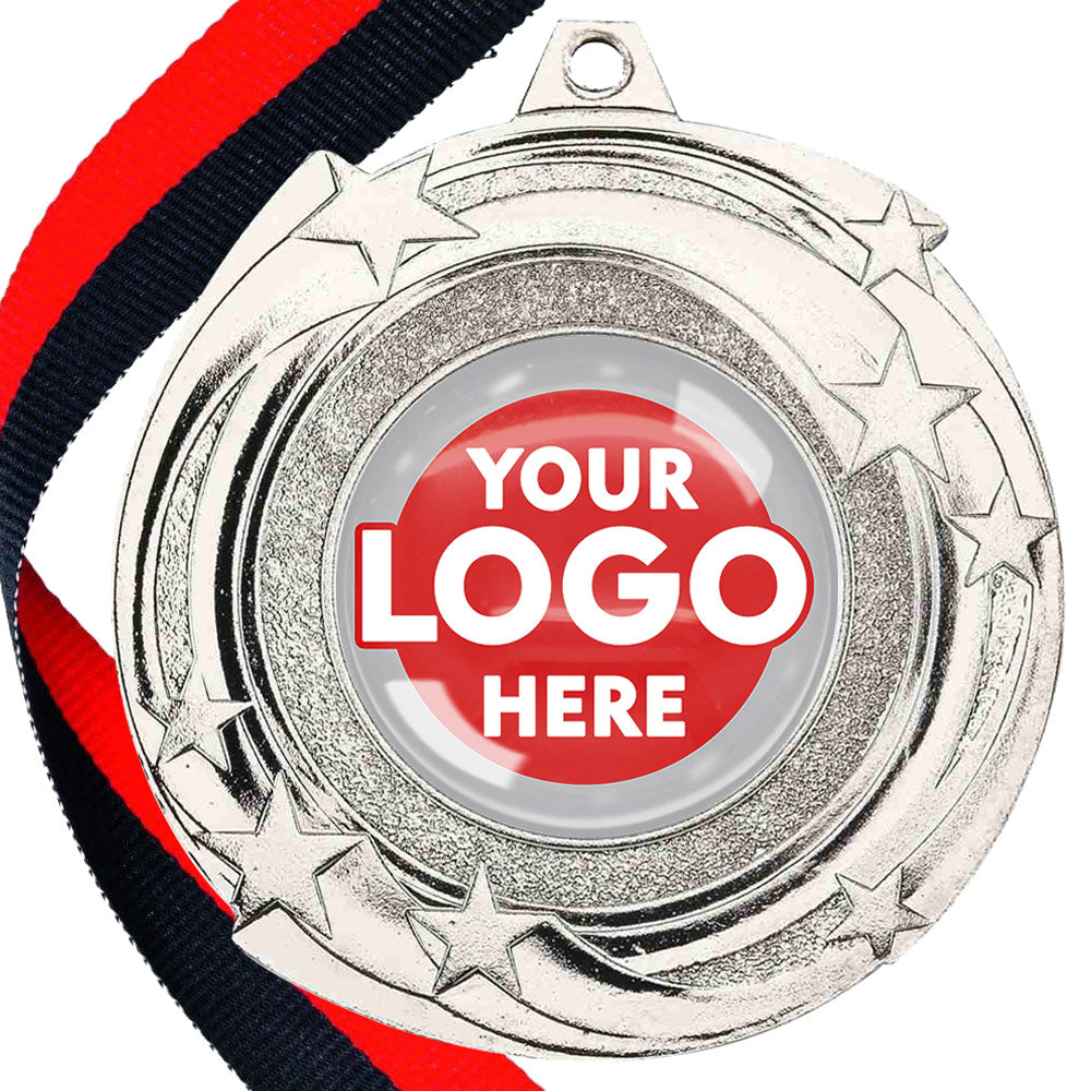 The Glossy Gel 50mm Orbital Medal on a Ribbon