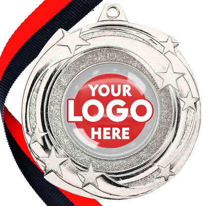 The Glossy Gel 50mm Orbital Medal on a Ribbon