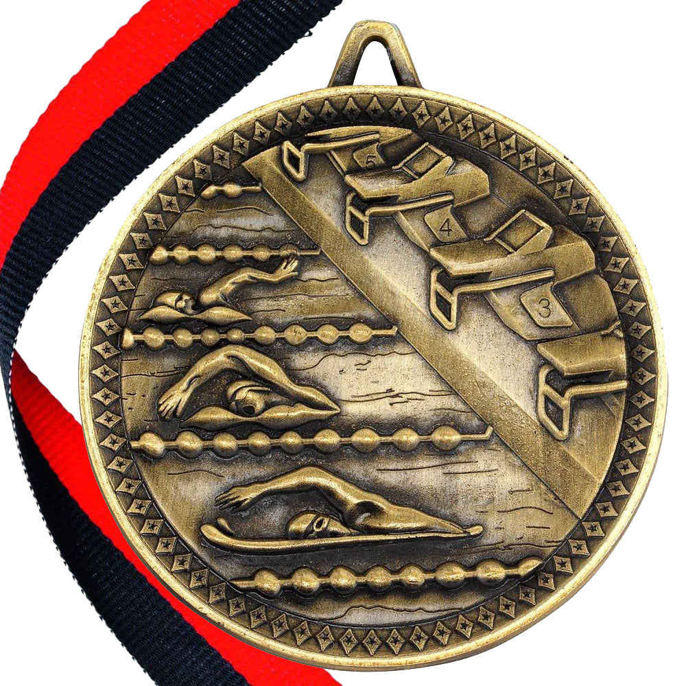 Swimming Antique 60mm Medal