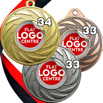 Spinner Design Medal flat centre - MINIMUM ORDER 100