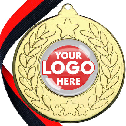 The Glossy 50mm Classic Star Medal on a Ribbon MINIMUM ORDER 100