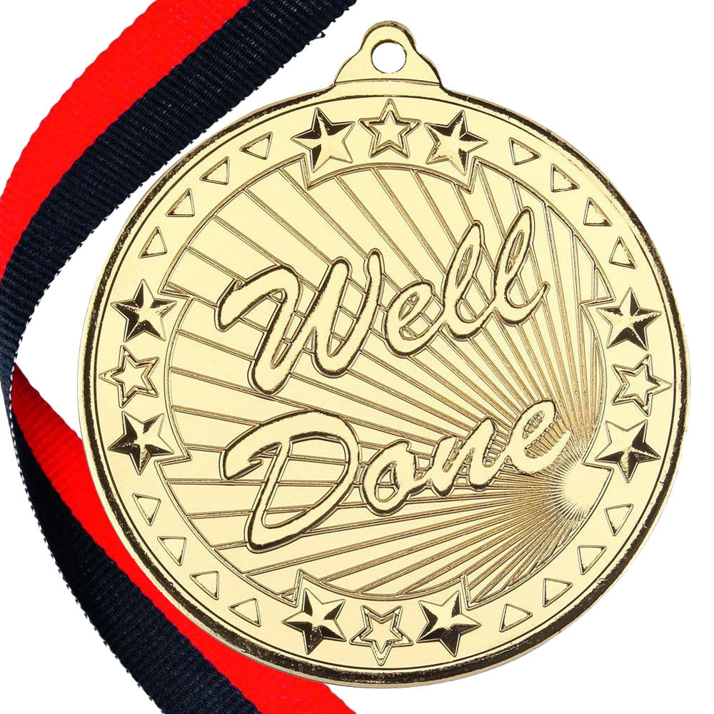 50mm Well Done Embossed Medal on a Ribbon