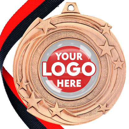 The Glossy Gel 50mm Orbital Medal on a Ribbon