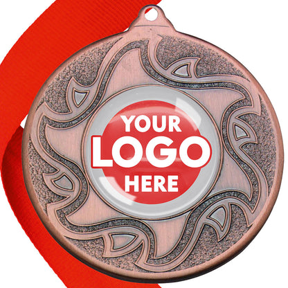 The Glossy Domed 50mm Sunshine Design Medals on Ribbons MINIMUM ORDER 100