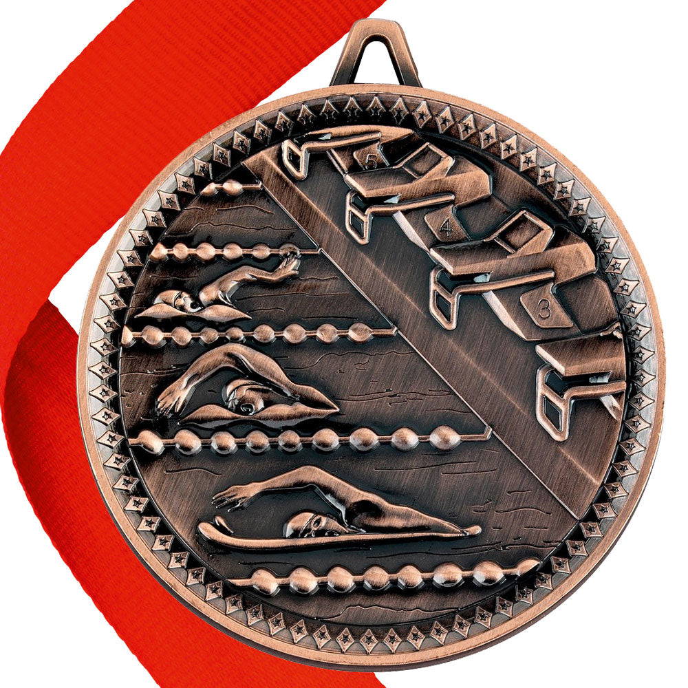 Swimming Antique 60mm Medal