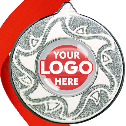 The Glossy Domed 50mm Sunshine Design Medals on Ribbons MINIMUM ORDER 100