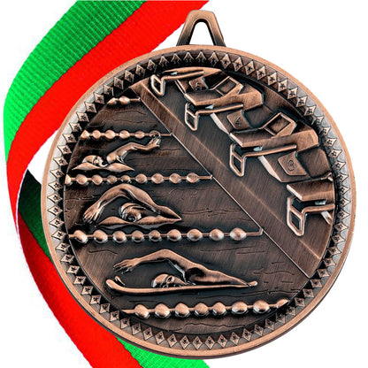 Swimming Antique 60mm Medal