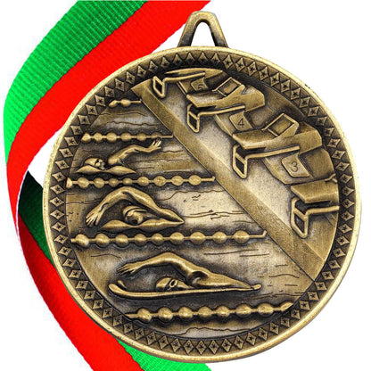 Swimming Antique 60mm Medal