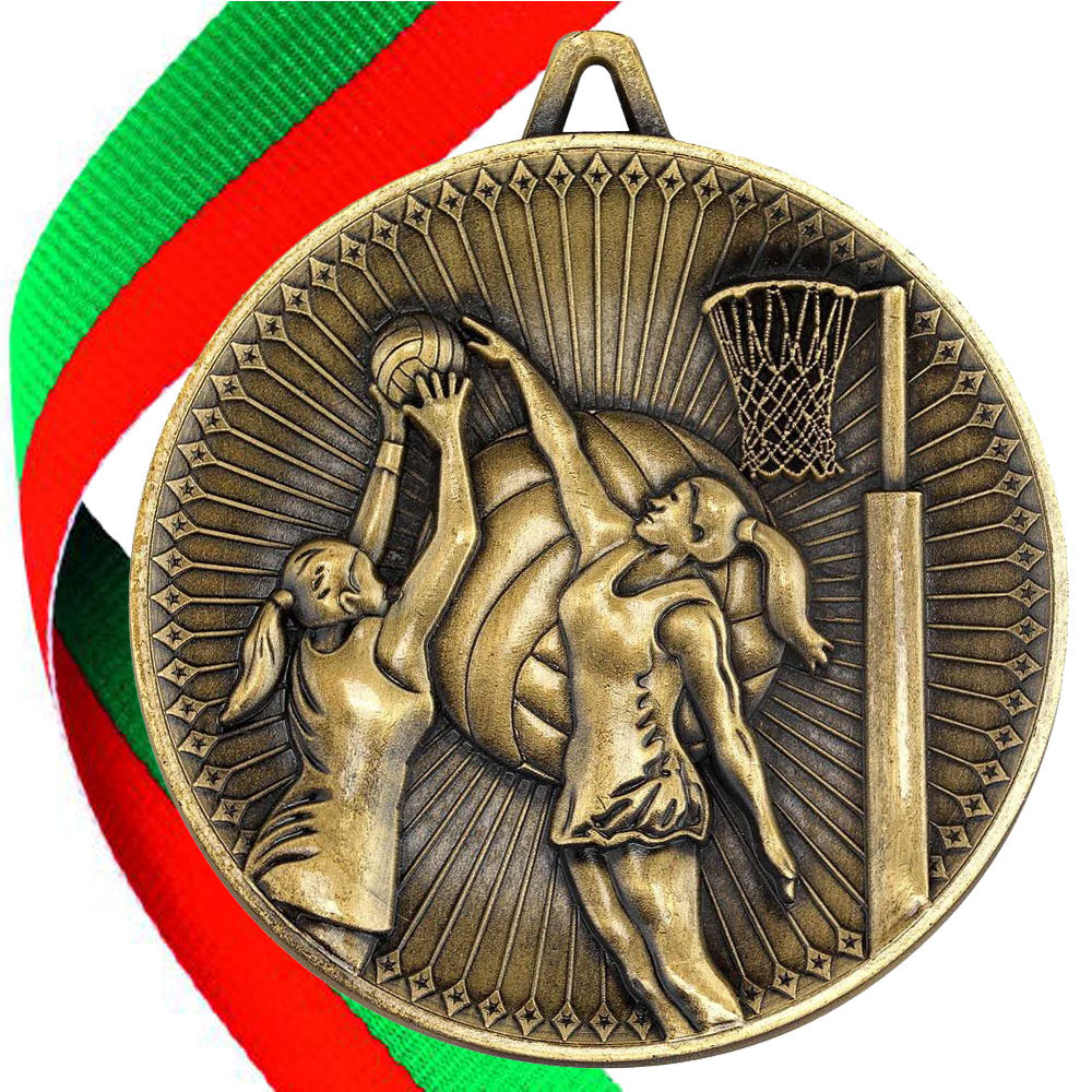Netball Antique 60mm Medal