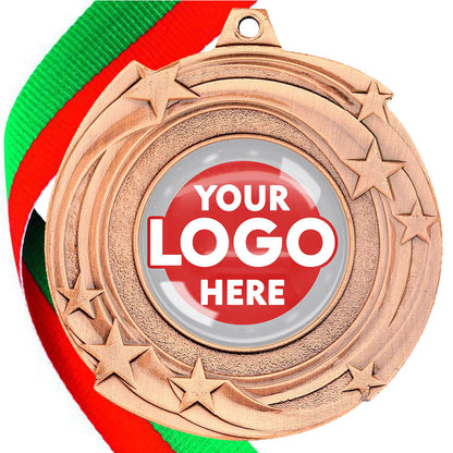 The Glossy Gel 50mm Orbital Medal on a Ribbon