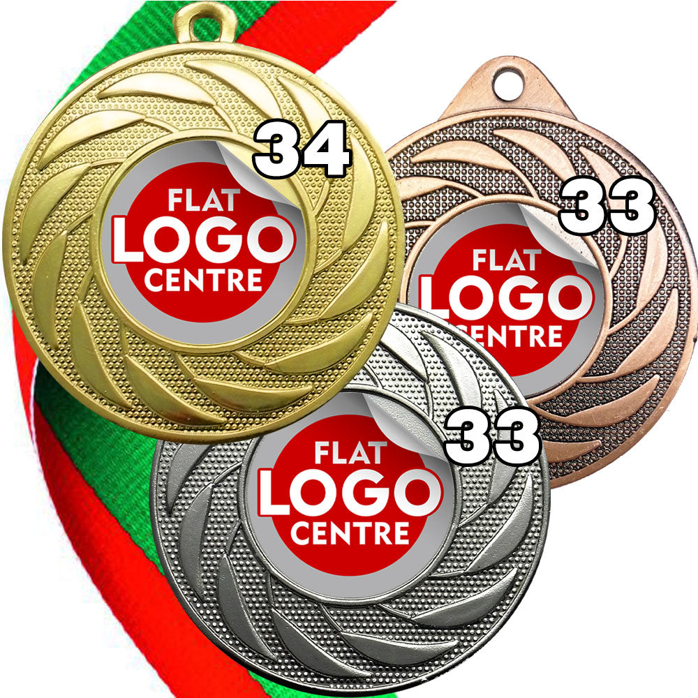 Spinner Design Medal flat centre - MINIMUM ORDER 100