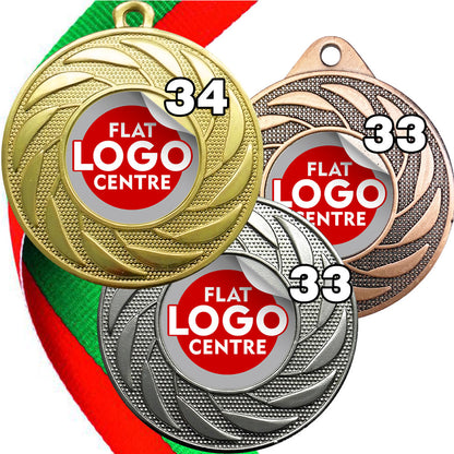 Spinner Design Medal flat centre - MINIMUM ORDER 100
