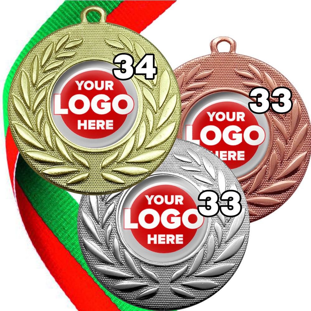 Classic Wreath Medals Domed - MINIMUM ORDER 100